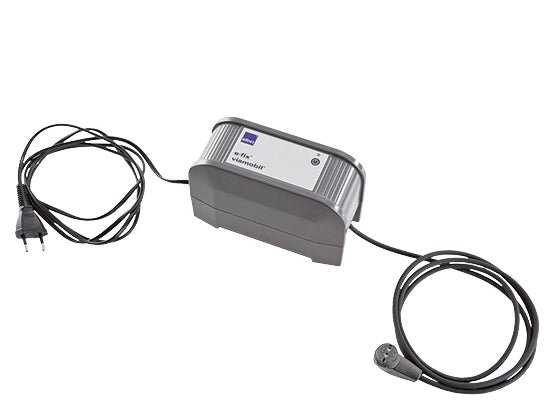 Ladegerät für den Alber viamobil V25 Akku – kompaktes Netzteil mit Anschlusskabeln für Steckdose und Akkupack