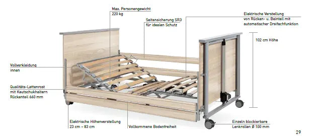 Schwerlast Pflegebett Hermann Bock adiflex 220