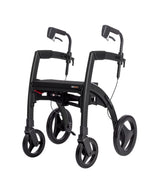 Rollz Motion 2.1 Rollator in Matt Black, linke Seitenansicht mit montiertem Sitzmodul.