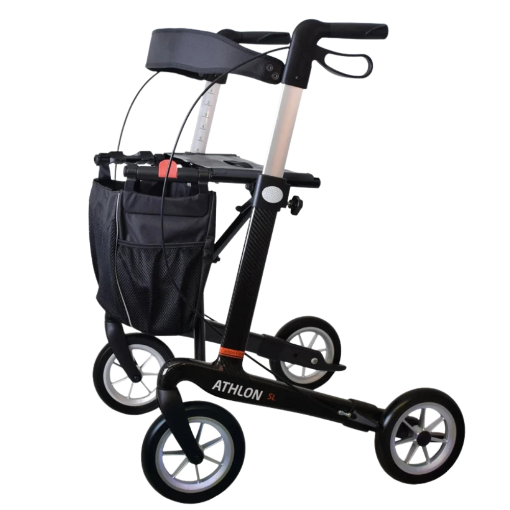 Carbon-Rollator Athlon SL mit Softbereifung inkl. Rückengurt in schwarz