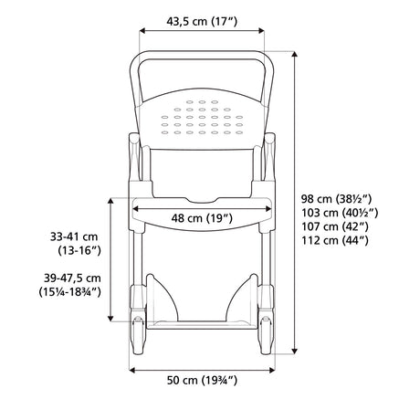 Dusch- & Toilettenrollstuhl Etac Clean - Technische Daten