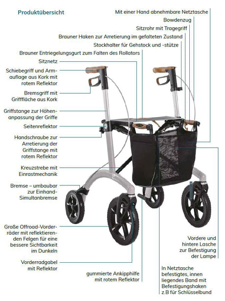 SALJOL Allround Rollator aus Aluminium
