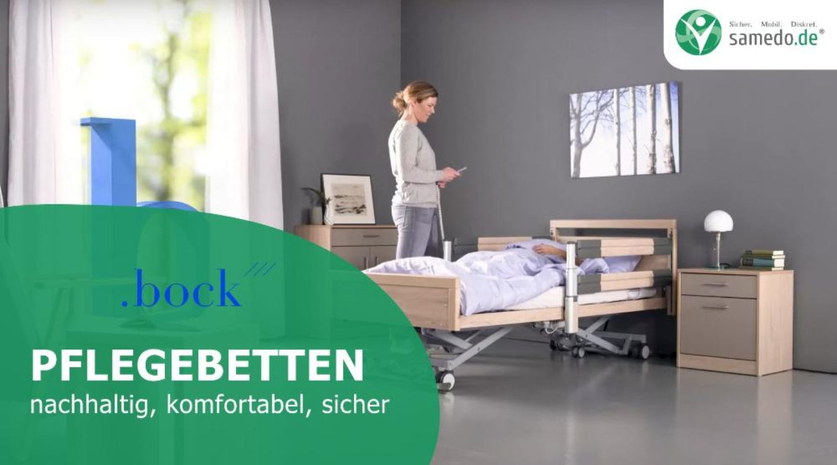 Bock Pflegebetten - nachhaltig, komfortabel sicher - Titelbild für Video