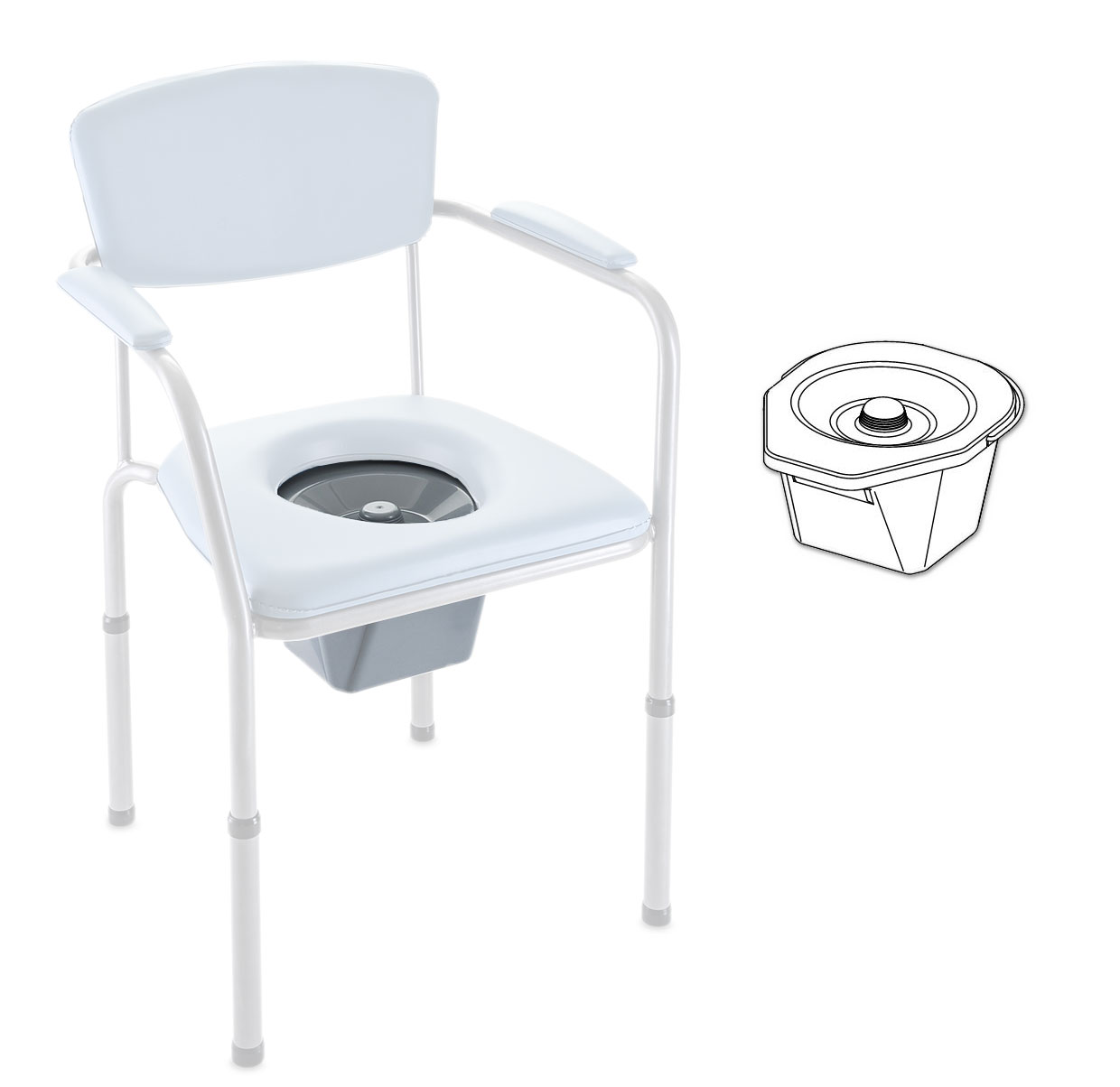 Toilettentopf mit Deckel für Invacare H450 / H450LA / H440